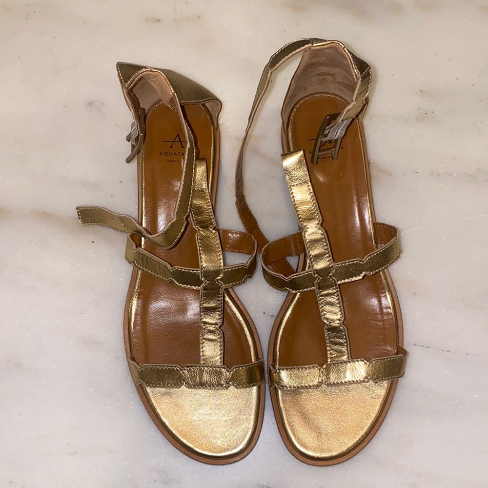 Aquatalia gold gladiator platform sandals Excellent Condition